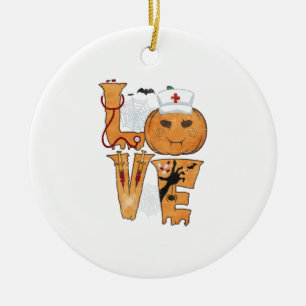 Ornamento De Cerâmica Presente de Enfermeira no Halloween