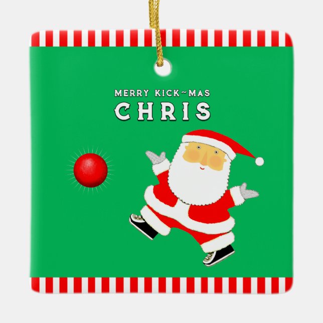 Ornamento De Cerâmica Presente de Feriado do Jogador de Kickball (Frente)