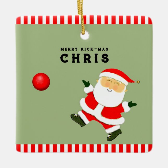 Ornamento De Cerâmica Presente de Feriado do Jogador de Kickball (Frente)