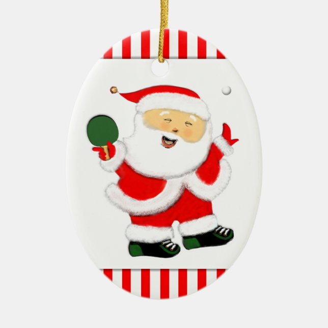 Ornamento De Cerâmica Presente de Férias Personalizado de Tênis de Mesa (Frente)