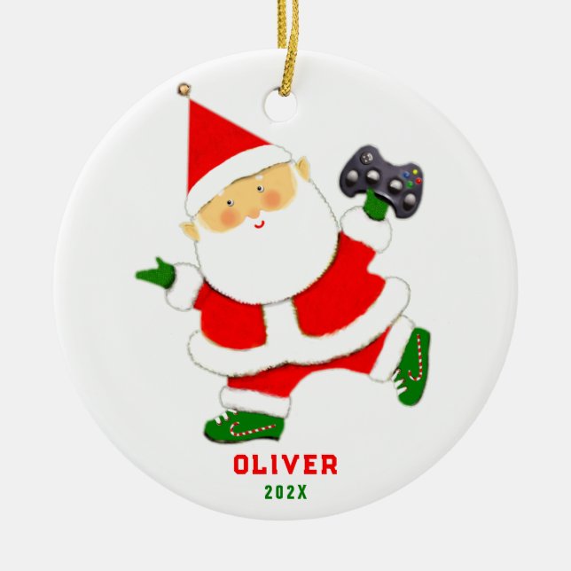 Ornamento De Cerâmica Presente de Férias Personalizado para Jogador de V (Frente)