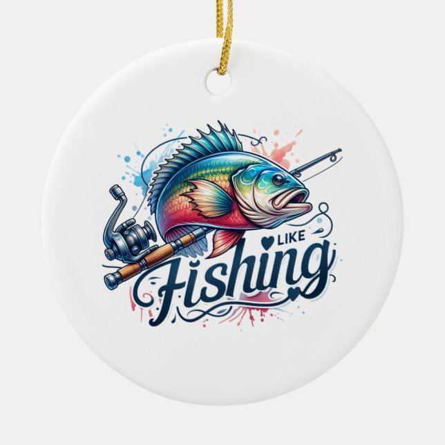 Ornamento De Cerâmica Presente de Fisher Eu Gosto De Pescar (Frente)