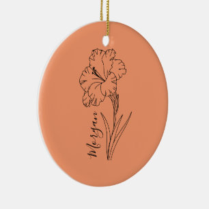 Ornamento De Cerâmica Presente de Flor de Nascimento Gladiolus de Agosto