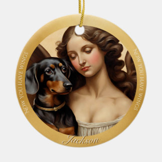 Ornamento De Cerâmica Presente de foto artística de Dachshund preto e ac