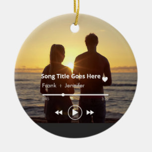 Ornamento De Cerâmica Presente de foto de casal moderno com música perso
