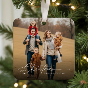 Ornamento De Cerâmica Presente de Foto de Família Moderna Natal Alegre