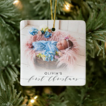 Presente de Foto do Primeiro Natal da Bebê Menina