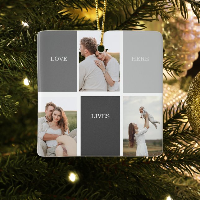 Ornamento De Cerâmica Presente de Foto e Nome Personalizado da Família M (Criador carregado)