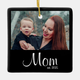 Ornamento De Cerâmica Presente de Foto Estabelecida pela Mamãe