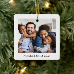 Ornamento De Cerâmica Presente de Foto Minimalista para a Família
