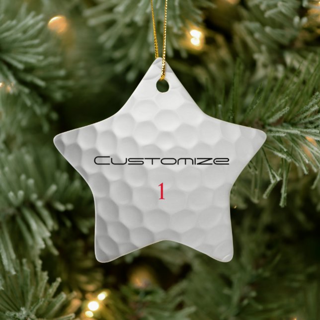 Ornamento De Cerâmica Presente de Golfe Personalizado com Nome e Número  (Árvore)