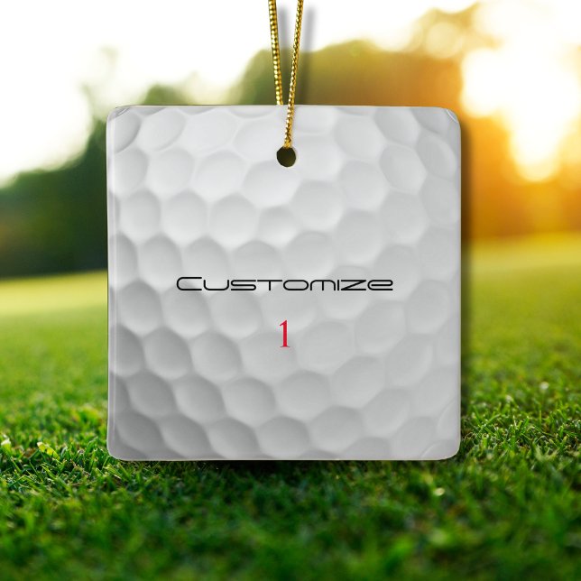 Ornamento De Cerâmica Presente de Golfe Personalizado com Nome e Número  (Criador carregado)