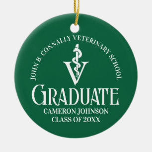 Ornamento De Cerâmica Presente de Graduação da Escola Veterinária Verde