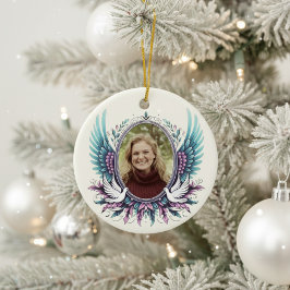 Ornamento De Cerâmica Presente de Lembrança de Asas de Anjo com Foto Per