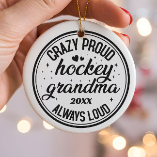 Ornamento De Cerâmica Presente de Natal Avó de Hóquei Orgulhosa Personal