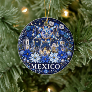 Ornamento De Cerâmica Presente de Natal Cênico do México