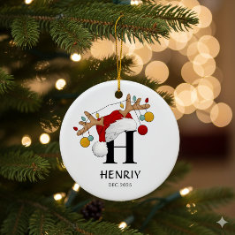 Ornamento De Cerâmica Presente de Natal com nome em letra personalizada