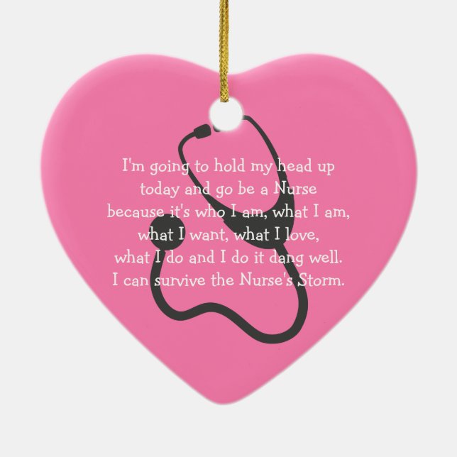 Ornamento De Cerâmica Presente de Natal de Enfermeira Inspiracional Rosa (Verso)