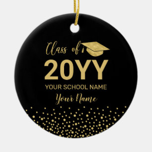 Ornamento De Cerâmica Presente de Natal de Formatura com Foto em Preto e