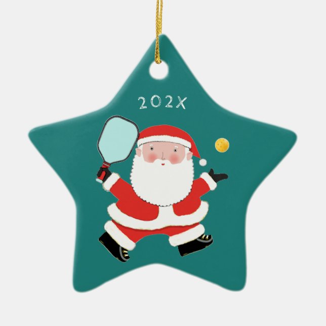 Ornamento De Cerâmica Presente de Natal de Pickleball 2022 (Frente)