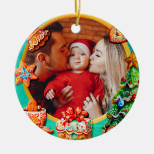 Ornamento De Cerâmica Presente de Natal do Bebê com Nome Personalizado