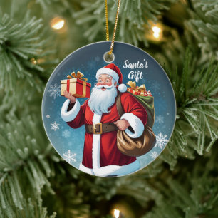 Ornamento De Cerâmica Presente de Natal do Papai Noel Fino e Festivo