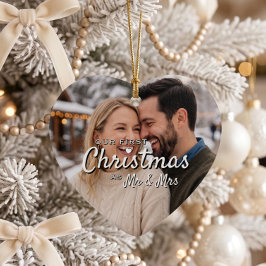 Ornamento De Cerâmica Presente de Natal dos Recém-Casados Coração Person
