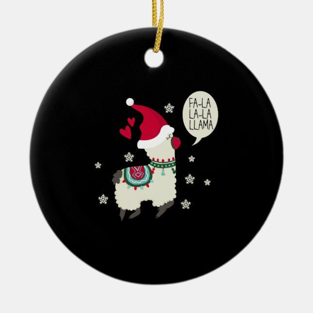 Ornamento De Cerâmica presente de Natal Fa la la la Lama (Frente)