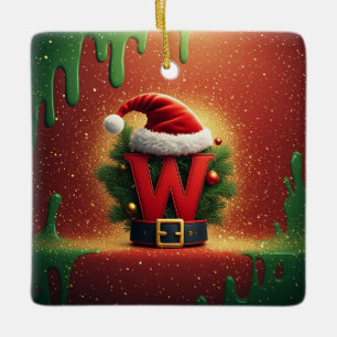 Ornamento De Cerâmica Presente de Natal Inicial W Para Presentes de Féri