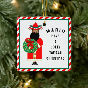 Ornamento De Cerâmica Presente de Natal Mexicano Personalizado