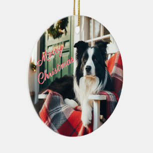 Ornamento De Cerâmica Presente de Natal para Amantes de Border Collie Or