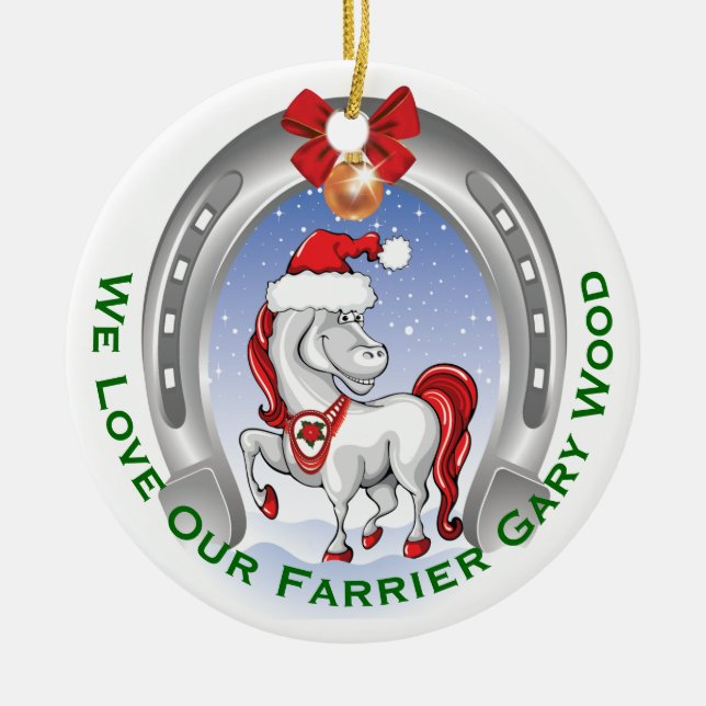 Ornamento De Cerâmica Presente de Natal para Cavalo Bonito para o Guerre (Frente)