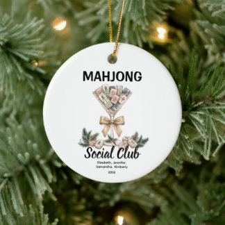 Ornamento De Cerâmica Presente de Natal para Clube Social de Mahjong