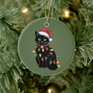 Ornamento De Cerâmica Presente de Natal para Gata Amante de Gatos Pretos