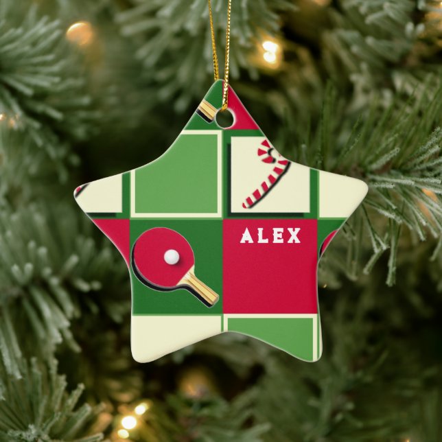 Ornamento De Cerâmica Presente de Natal Personalizado de Tênis de Mesa (Árvore)