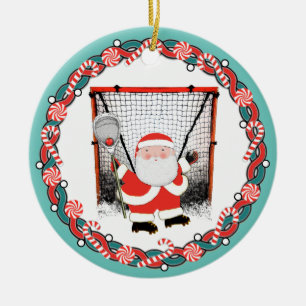 Ornamento De Cerâmica Presente de Natal Personalizado Lacrosse Goalie