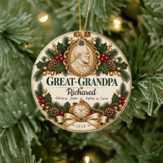 Ornamento De Cerâmica Presente de Natal Personalizado para Bisavô