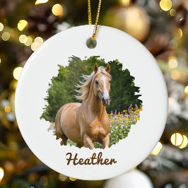 Ornamento De Cerâmica Presente de Natal Personalizado para Cavalo para o