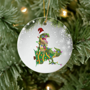 Ornamento De Cerâmica Presente de Natal T-Rex Para Criança Adulta De Lov