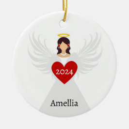 Ornamento De Cerâmica Presente de Nome Personalizado do Anjo Vermelho El