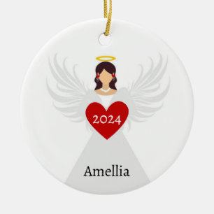 Ornamento De Cerâmica Presente de Nome Personalizado do Anjo Vermelho El