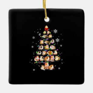 Ornamento De Cerâmica Presente de Porco de Guiné Porco de Natal Feliz