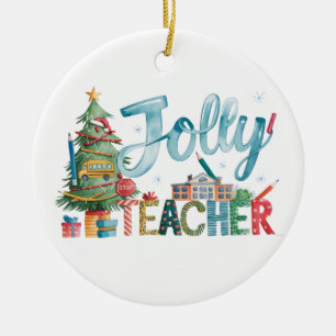 Ornamento De Cerâmica Presente de Professor Feliz Natal Alegre Profess