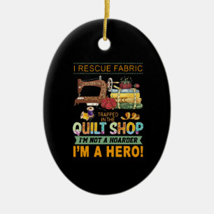 Ornamento De Cerâmica Presente de Quilting  I Tecido De Emergência Pres