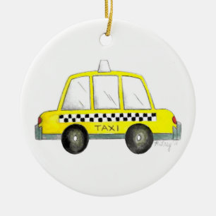 Ornamento De Cerâmica Presente de táxi NYC Yellow Nova Iorque Checkered