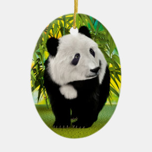 Ornamento De Cerâmica Presente de Urso Panda Fofinho Kawaii para Amantes