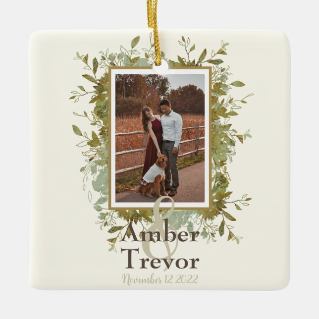 Ornamento De Cerâmica Presente de Vow Casado para Esposa Eucalyptus (Frente)