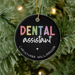 Ornamento De Cerâmica Presente do Assistente Dental de Nome Personalizad