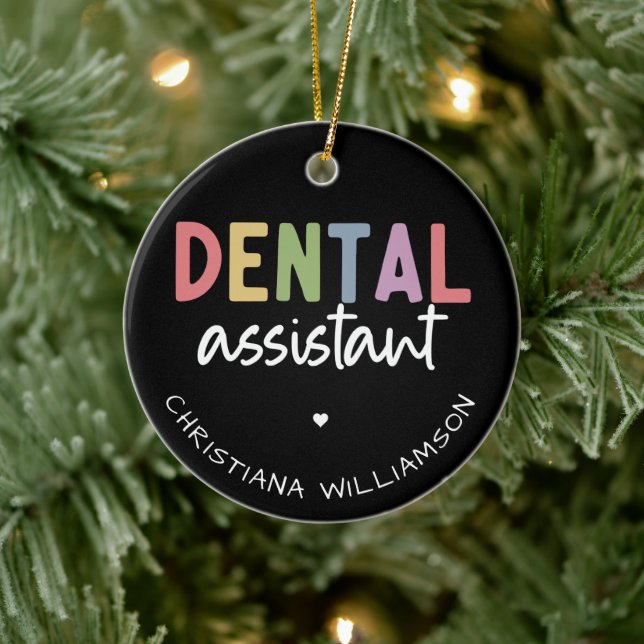 Ornamento De Cerâmica Presente do Assistente Dental de Nome Personalizad (Árvore)