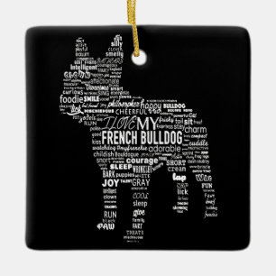 Ornamento De Cerâmica Presente francês  Eu Amo Meu Cão-Touro Francês
